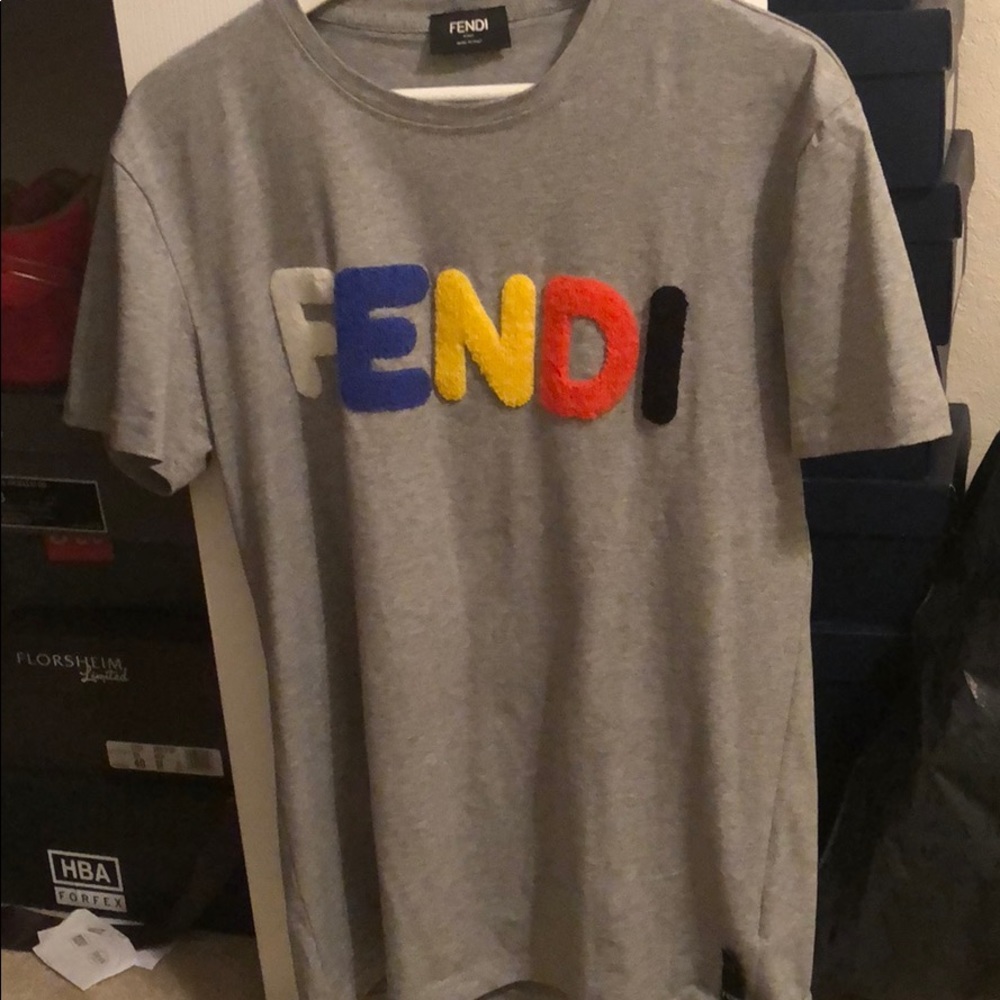 Fendi sheepskin name print T-shirt.